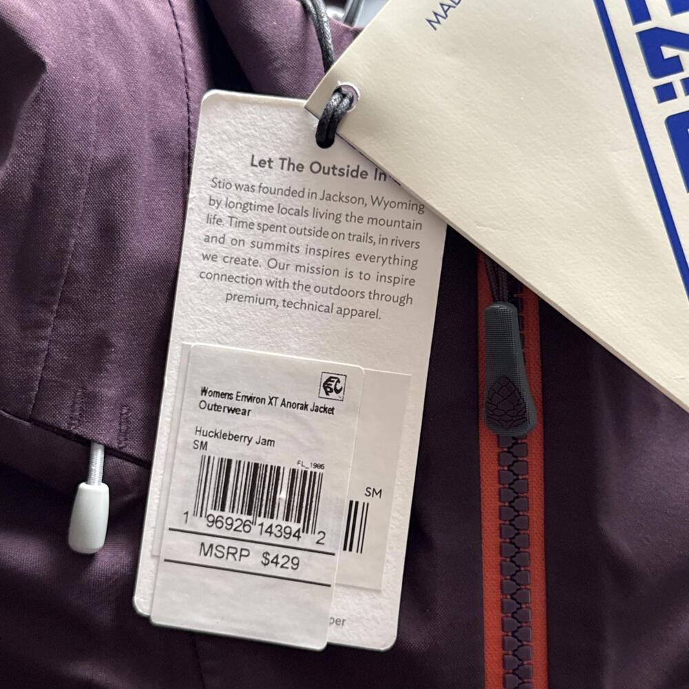 $429 Stio Environ XT Anorak Jacket Ski Women’s s Dermizax Waterproof Huckleberr - Picture 9 of 9